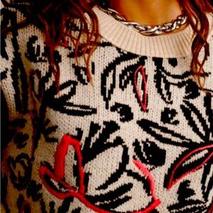 anthropology wool embroidered sweater.